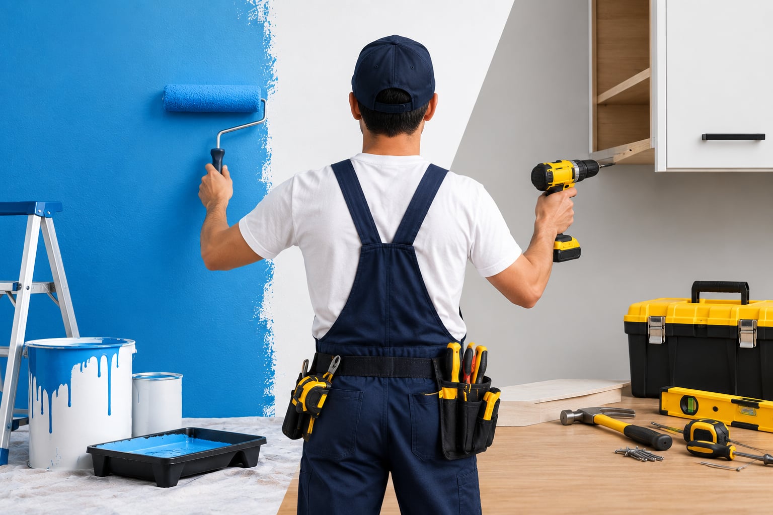 Painter from Big Different Painting & Handyman Services at work